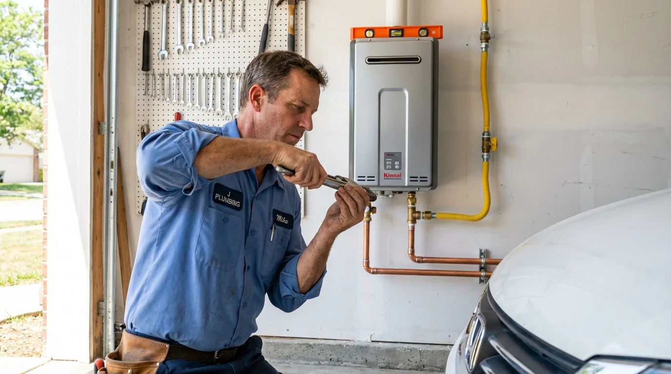 Tankless water heater installation by a Johns Plumbing LLC plumber in Topsham